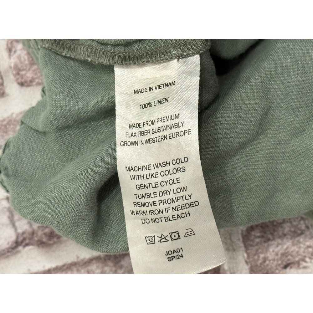 Quince European Linen Tapered Ankle Pants Light Cargo Green Large - Picture 4 of 9